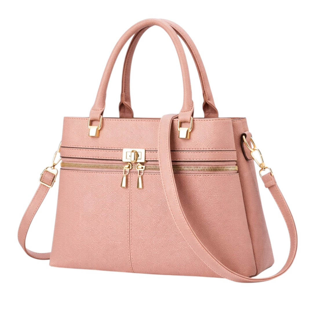 Tuxzen Women's Peach Pink Leather Shoulder Bag