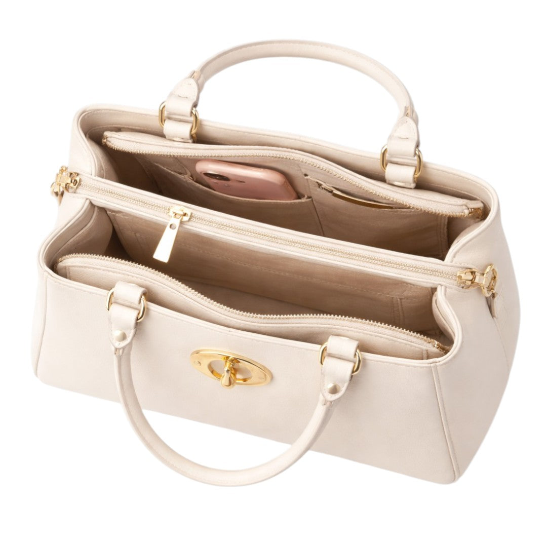 Tuxzen Light Beige Women's Leather Handbag Fashion