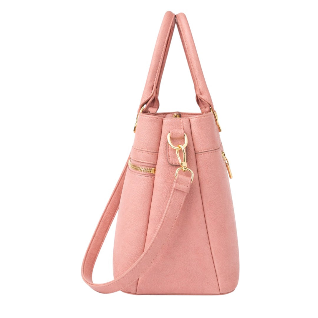 Tuxzen Women's Peach Pink Leather Shoulder Bag
